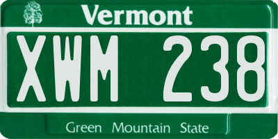 VT license plate XWM238