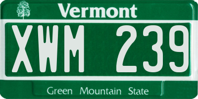VT license plate XWM239