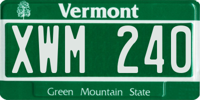 VT license plate XWM240