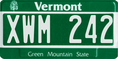 VT license plate XWM242