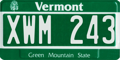 VT license plate XWM243