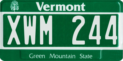 VT license plate XWM244
