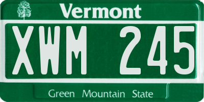 VT license plate XWM245
