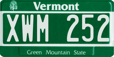 VT license plate XWM252