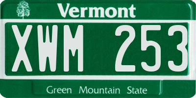VT license plate XWM253
