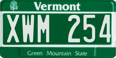 VT license plate XWM254