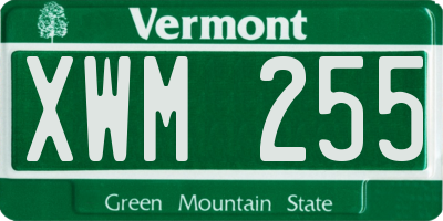 VT license plate XWM255