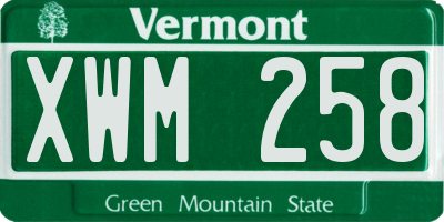 VT license plate XWM258
