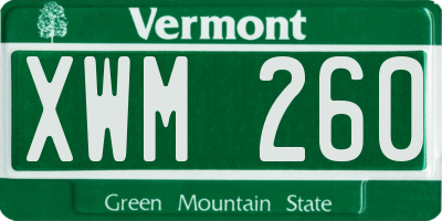 VT license plate XWM260
