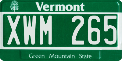 VT license plate XWM265