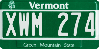 VT license plate XWM274