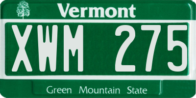 VT license plate XWM275