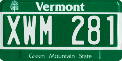 VT license plate XWM281