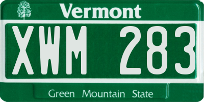VT license plate XWM283