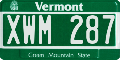 VT license plate XWM287