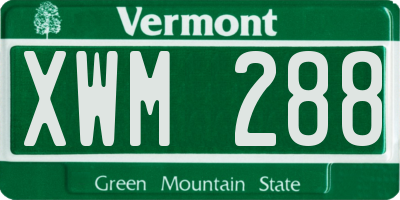 VT license plate XWM288