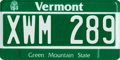 VT license plate XWM289