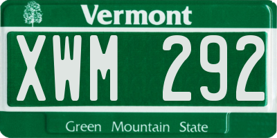 VT license plate XWM292