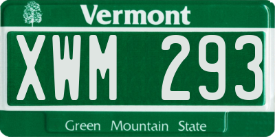 VT license plate XWM293