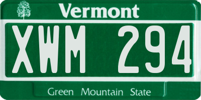VT license plate XWM294