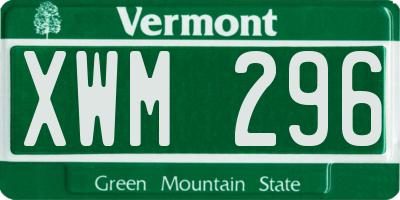 VT license plate XWM296