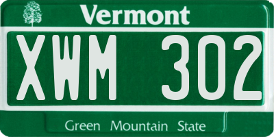 VT license plate XWM302