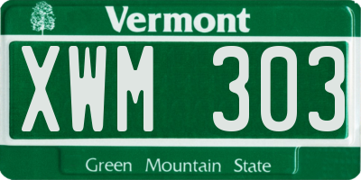 VT license plate XWM303