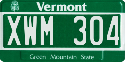 VT license plate XWM304