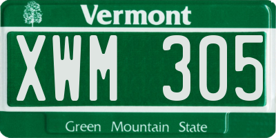 VT license plate XWM305