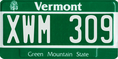 VT license plate XWM309