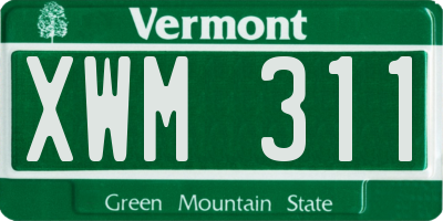 VT license plate XWM311