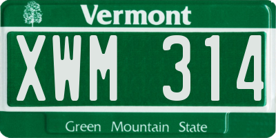VT license plate XWM314