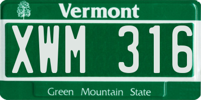 VT license plate XWM316