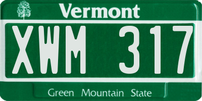 VT license plate XWM317