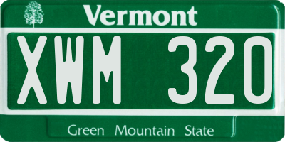 VT license plate XWM320