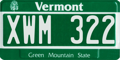 VT license plate XWM322