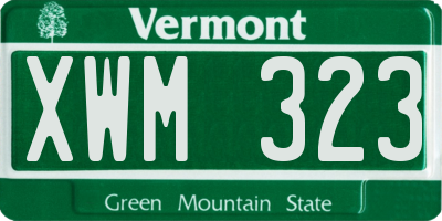 VT license plate XWM323