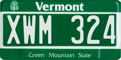 VT license plate XWM324