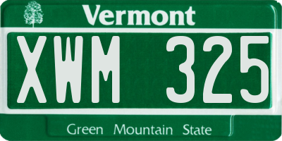 VT license plate XWM325