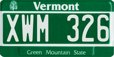 VT license plate XWM326