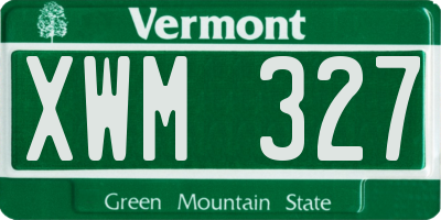 VT license plate XWM327