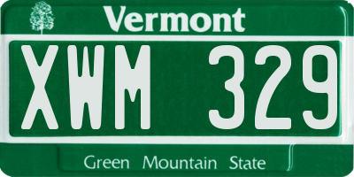 VT license plate XWM329