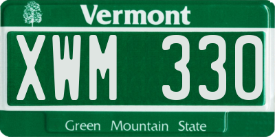 VT license plate XWM330