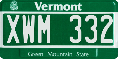 VT license plate XWM332