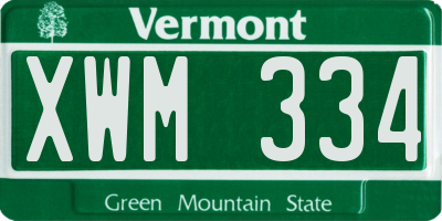 VT license plate XWM334