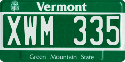 VT license plate XWM335