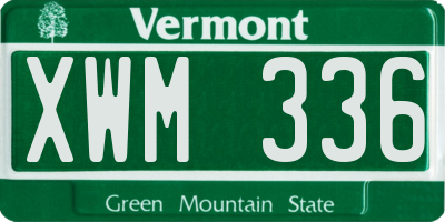 VT license plate XWM336