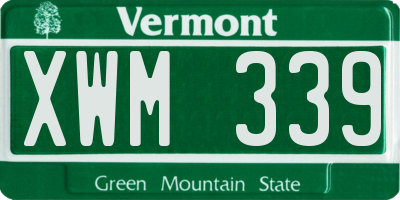 VT license plate XWM339
