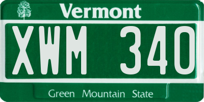 VT license plate XWM340