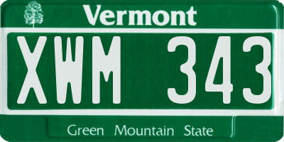VT license plate XWM343